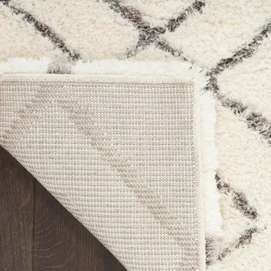 Ivory and Gray Geometric Shag Area Rug Photo 8