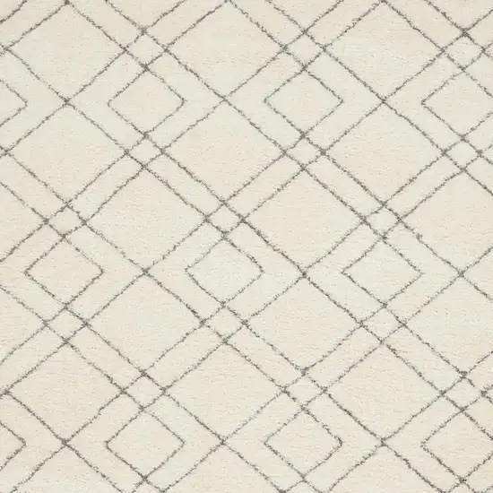 Ivory and Gray Geometric Shag Area Rug Photo 3