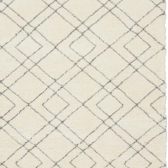 Ivory and Gray Geometric Shag Area Rug Photo 7