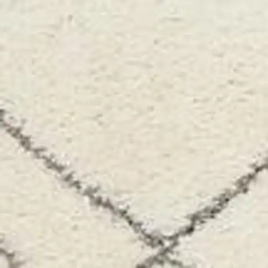 Ivory and Gray Geometric Shag Area Rug Photo 6