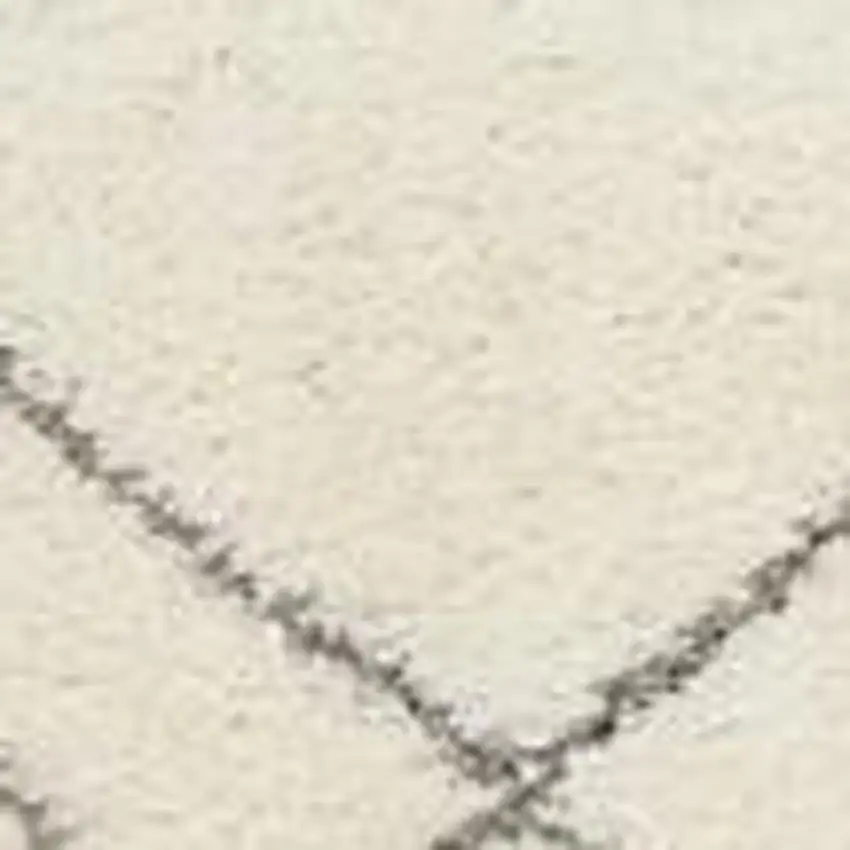 Ivory and Gray Geometric Shag Area Rug Photo 6