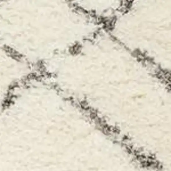 Ivory and Gray Geometric Shag Area Rug Photo 3