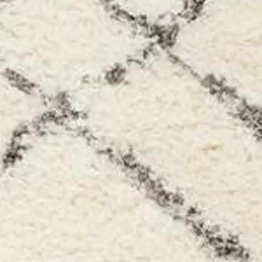 Ivory and Gray Geometric Shag Area Rug Photo 3