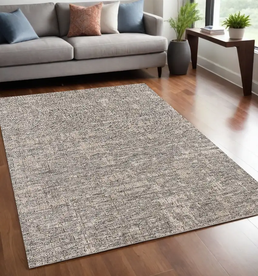 Gray and Ivory Abstract Area Rug Photo 1