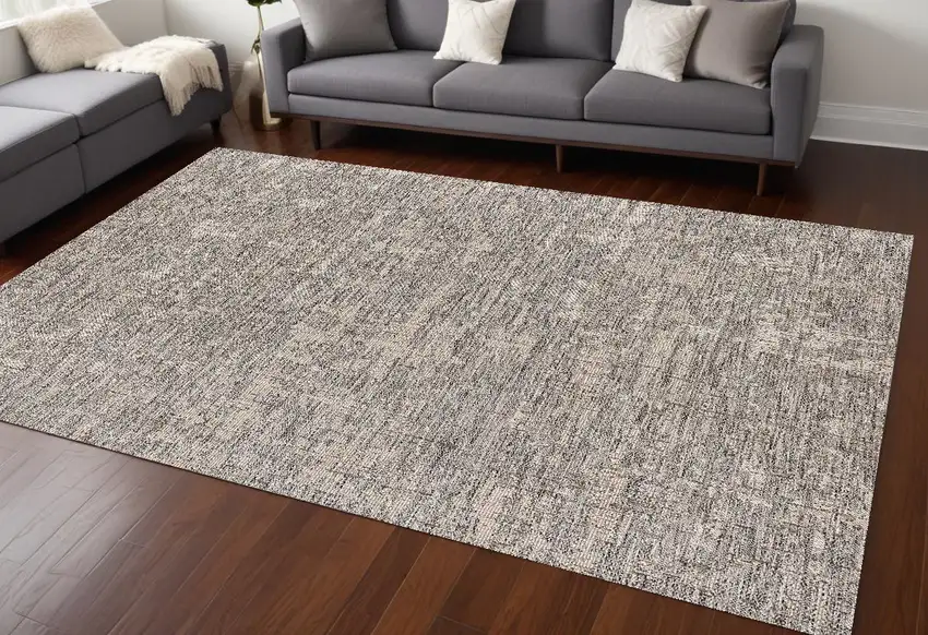 Gray and Ivory Abstract Area Rug Photo 1