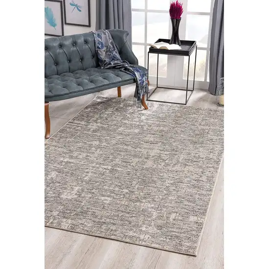 Gray and Ivory Abstract Area Rug Photo 4