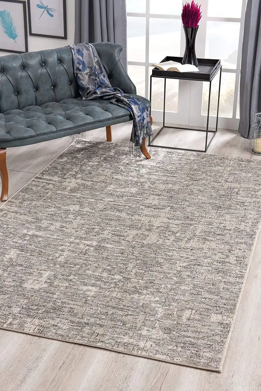 Ivory and Gray Modern Weathered Area Rug Photo 4