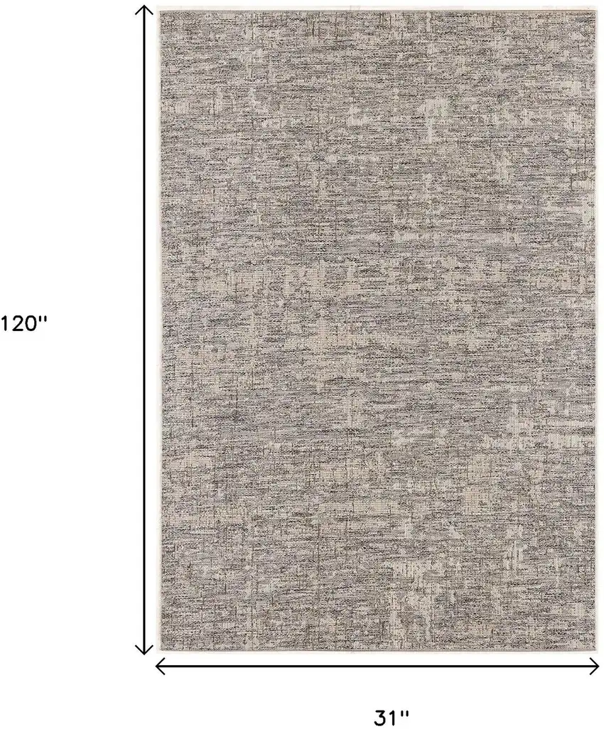 10' Ivory Abstract Power Loom Runner Rug Photo 3