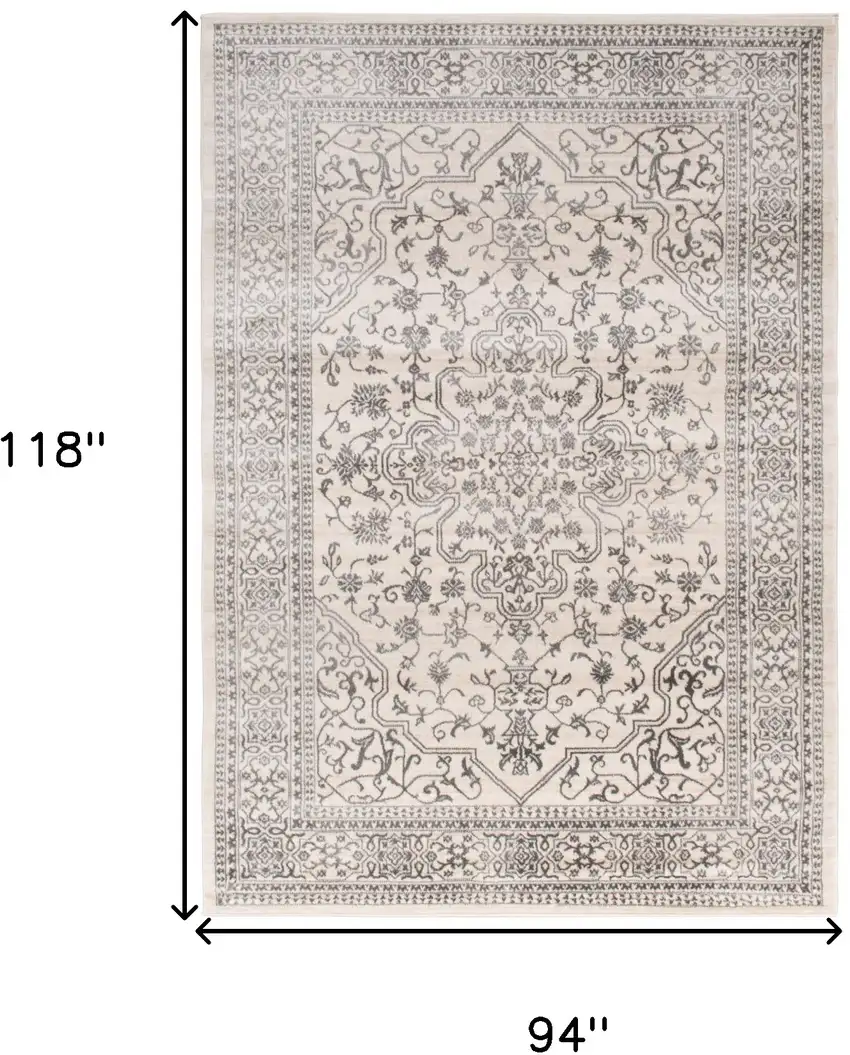 Ivory and Gray Oriental Area Rug Photo 5