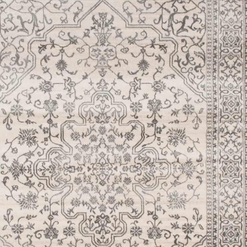 Ivory and Gray Oriental Area Rug Photo 3