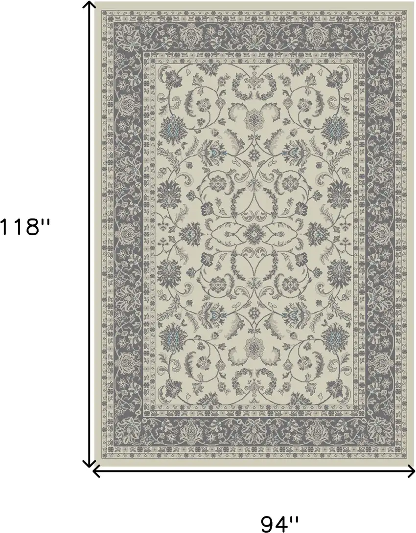 Ivory and Gray Oriental Area Rug Photo 5