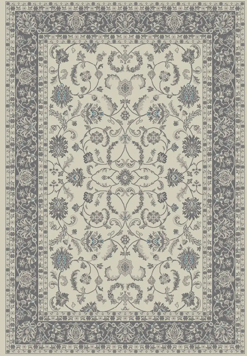 Ivory and Gray Oriental Area Rug Photo 2