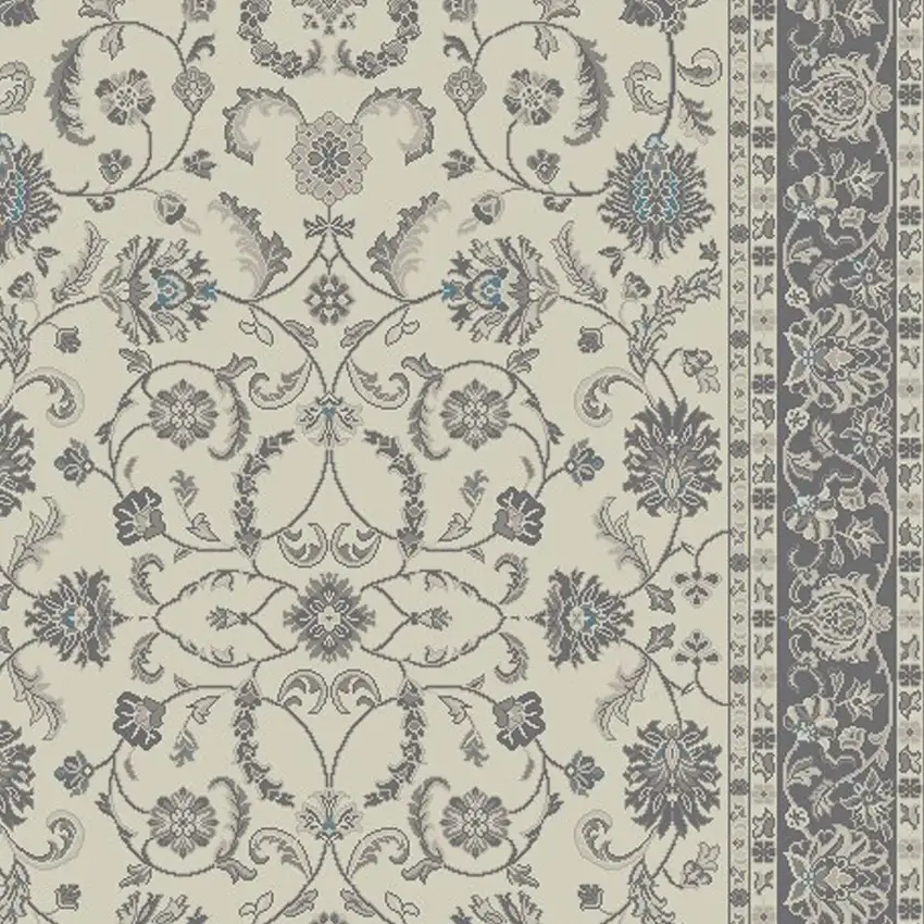 Ivory and Gray Oriental Area Rug Photo 3