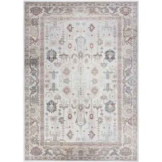 Ivory and Gray Oriental Distressed Non Skid Area Rug Photo 9