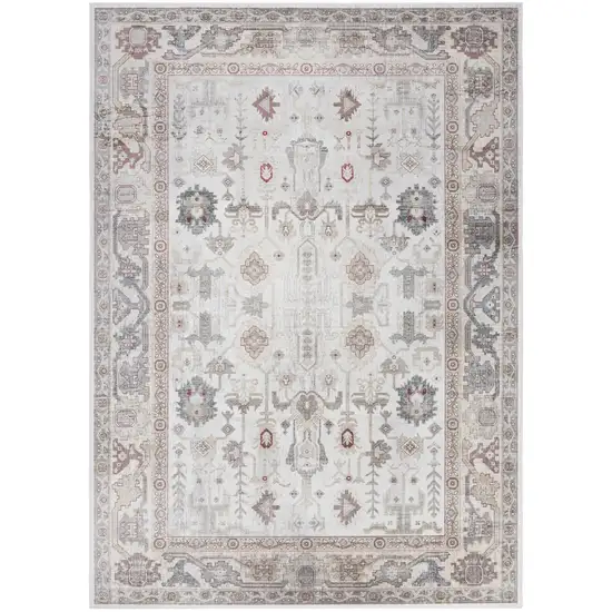 Ivory and Gray Oriental Distressed Non Skid Area Rug Photo 5
