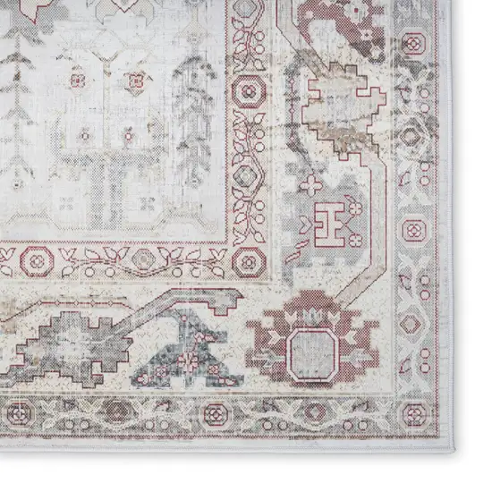 Ivory and Gray Oriental Distressed Non Skid Area Rug Photo 4