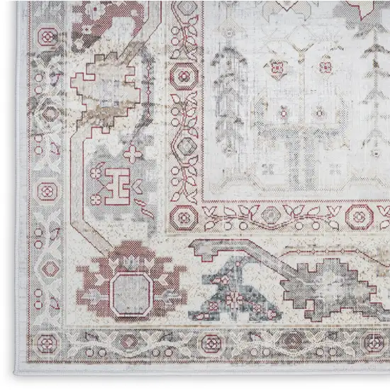 Ivory and Gray Oriental Distressed Non Skid Area Rug Photo 3