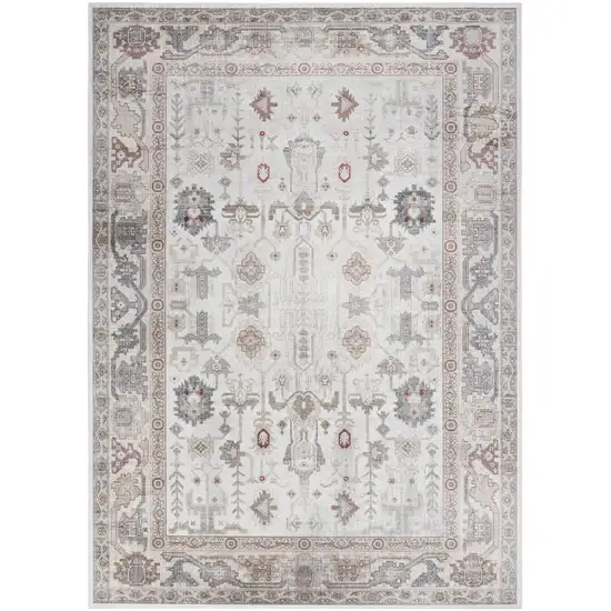 Ivory and Gray Oriental Distressed Non Skid Area Rug Photo 2