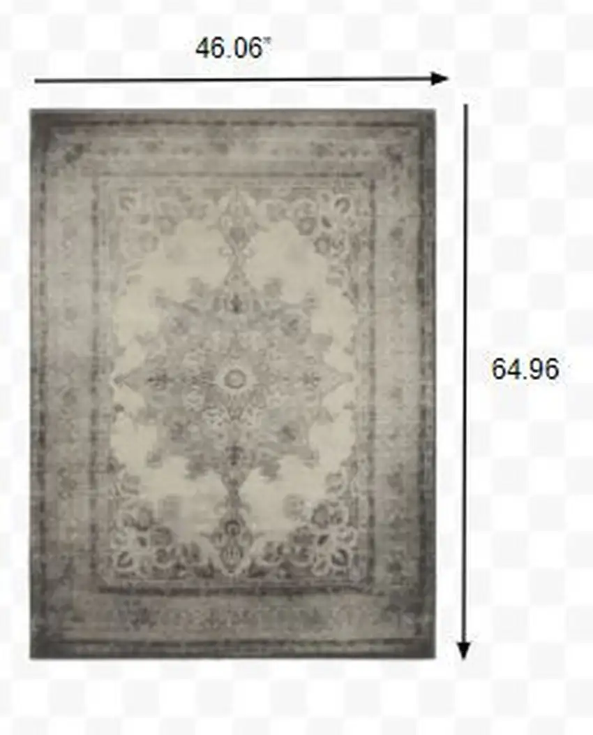 Ivory And Gray Pale Medallion Area Rug Photo 7