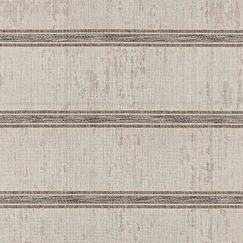 Ivory and Gray Striped Power Loom Area Rug Photo 5