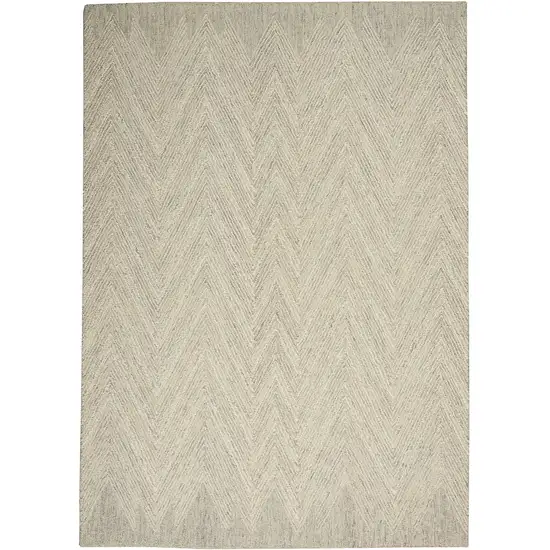 Ivory and Gray Wool Chevron Area Rug Photo 1