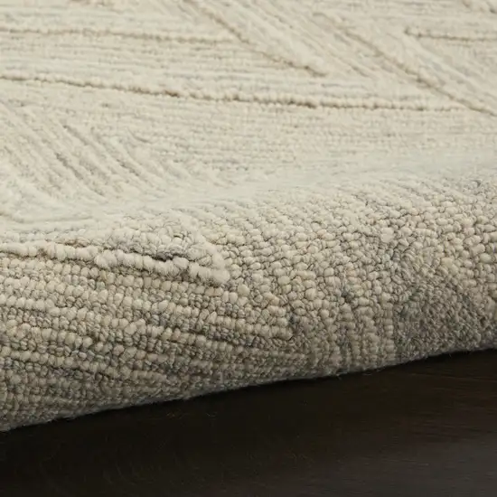 Ivory and Gray Wool Chevron Area Rug Photo 8