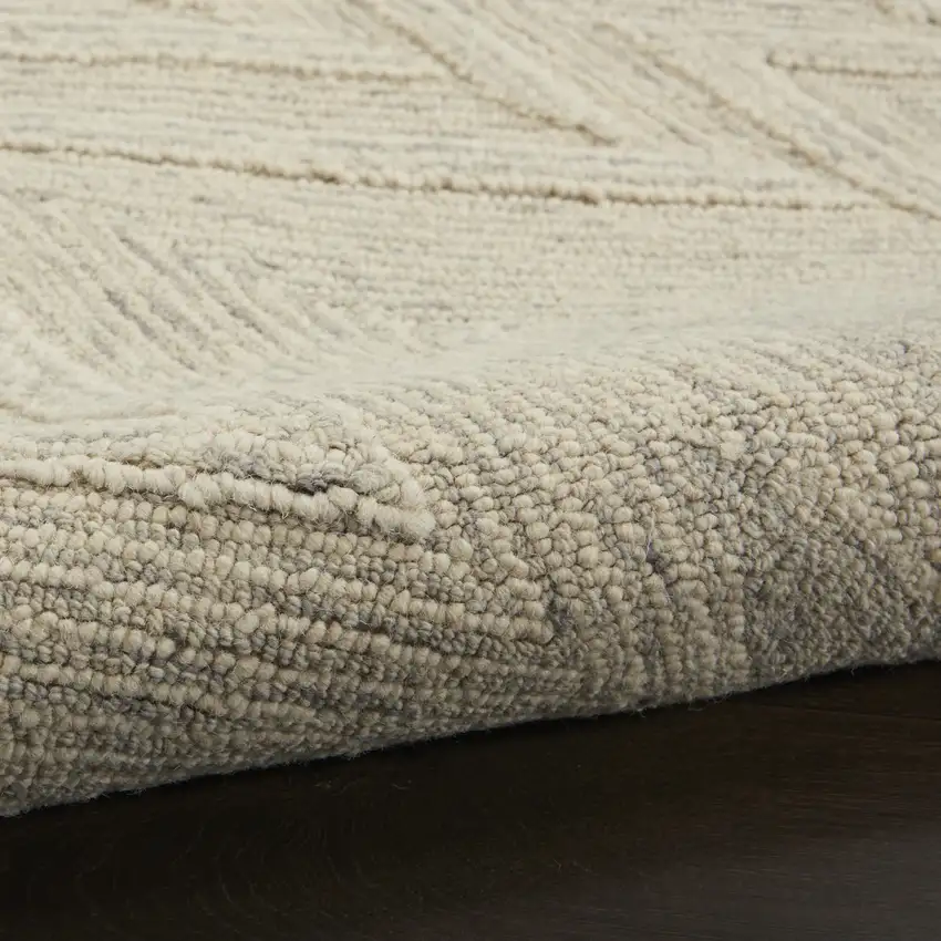 Ivory and Gray Wool Chevron Area Rug Photo 8