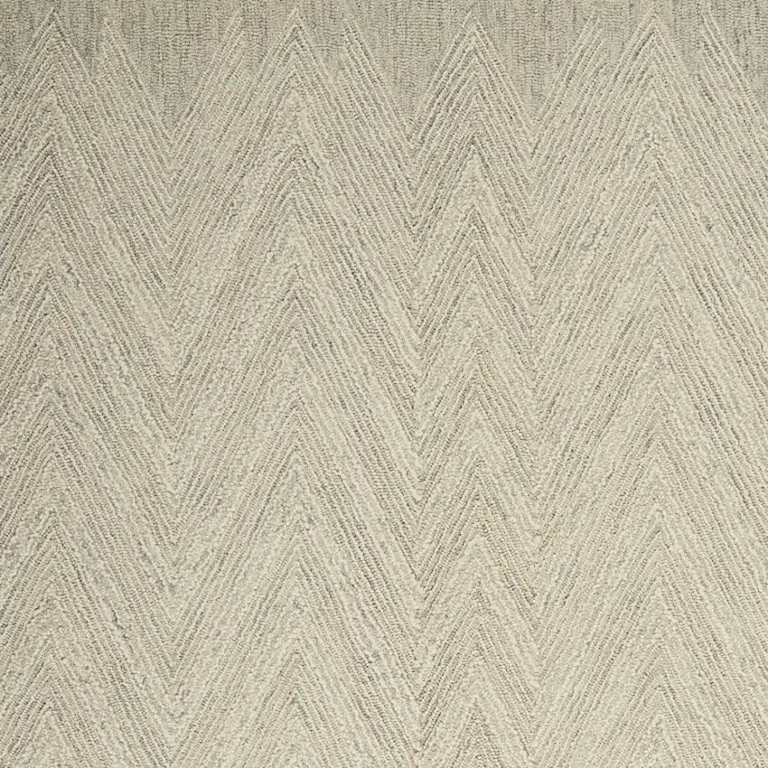 Ivory and Gray Wool Chevron Area Rug Photo 4