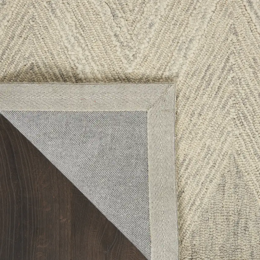 Ivory and Gray Wool Chevron Area Rug Photo 9