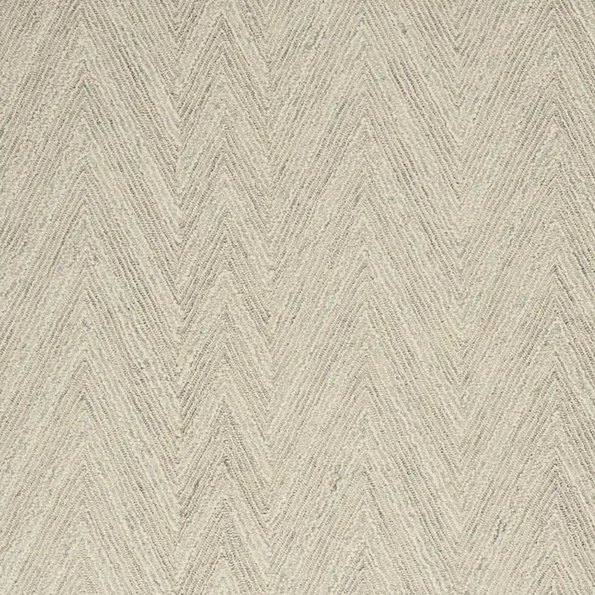 Ivory and Gray Wool Chevron Area Rug Photo 3