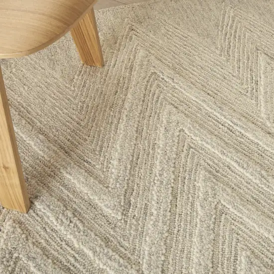 Ivory and Gray Wool Chevron Area Rug Photo 8