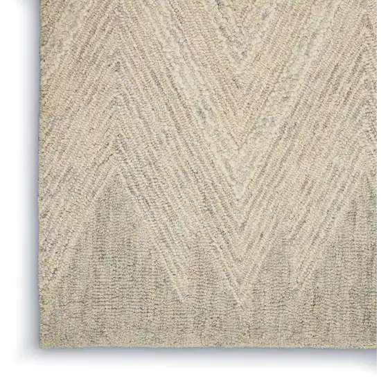 Ivory and Gray Wool Chevron Area Rug Photo 9