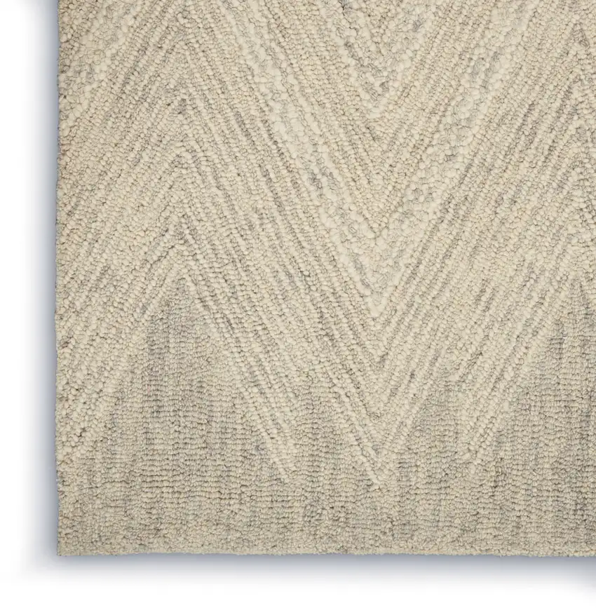 Ivory and Gray Wool Chevron Area Rug Photo 9