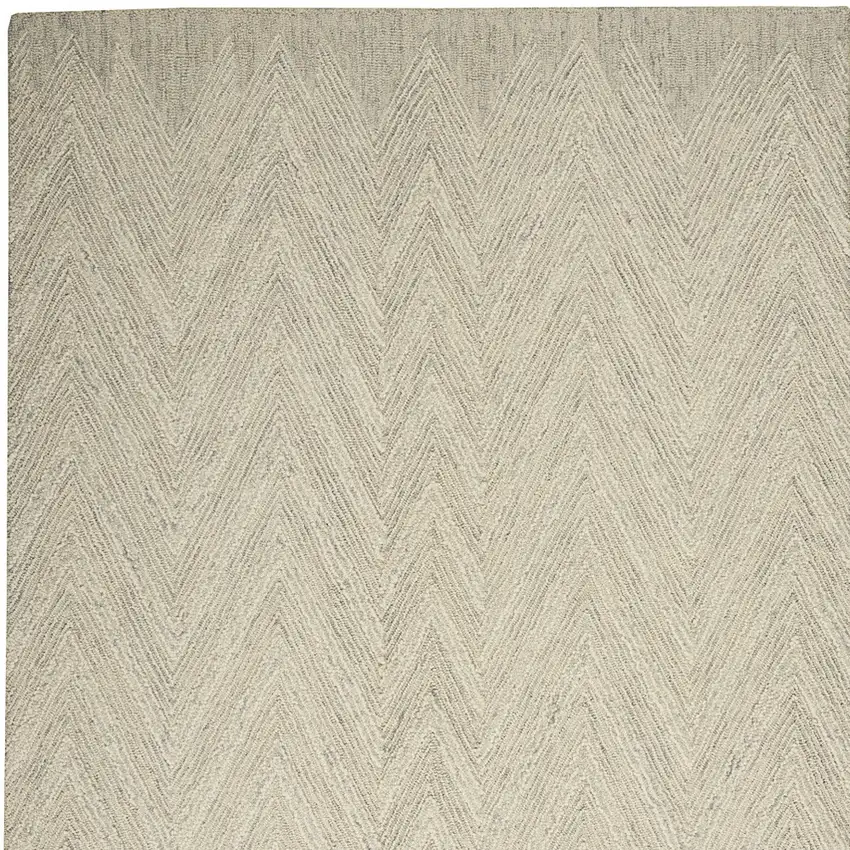 Ivory and Gray Wool Chevron Area Rug Photo 5