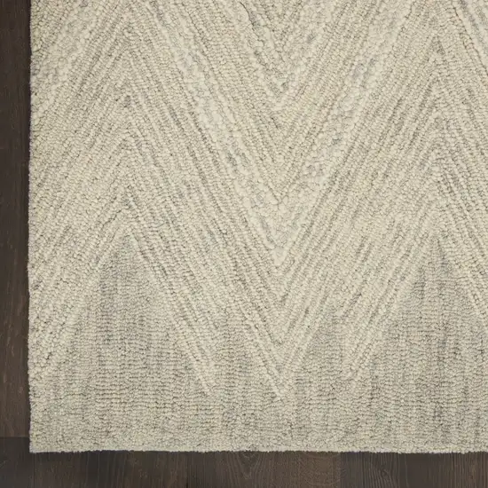 Ivory and Gray Wool Chevron Area Rug Photo 7