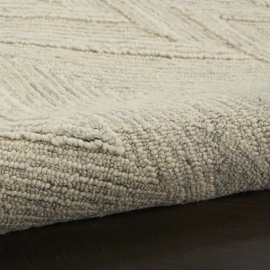 Ivory and Gray Wool Chevron Area Rug Photo 9