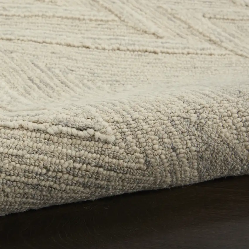 Ivory and Gray Wool Chevron Area Rug Photo 9
