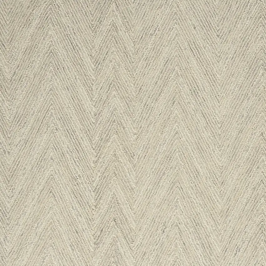 Ivory and Gray Wool Chevron Area Rug Photo 4