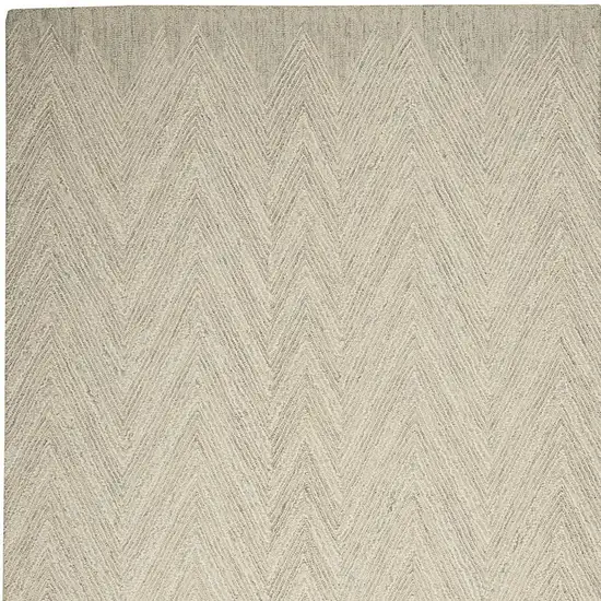 Ivory and Gray Wool Chevron Area Rug Photo 4