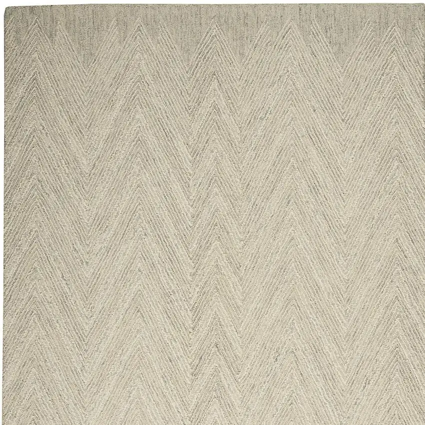 Ivory and Gray Wool Chevron Area Rug Photo 4