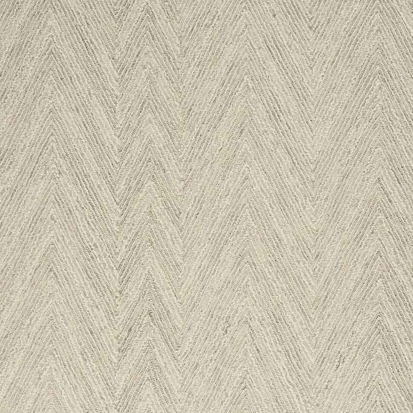 Ivory and Gray Wool Chevron Area Rug Photo 3