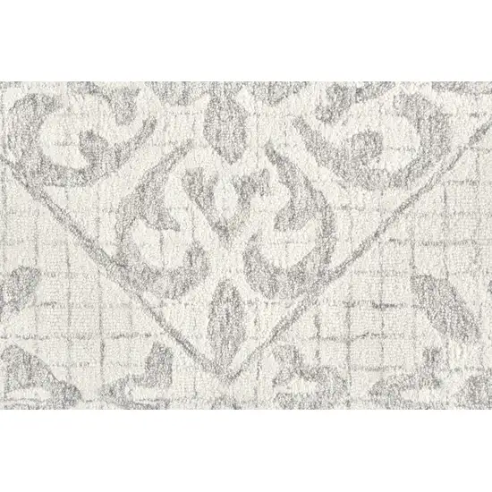 Ivory and Gray Wool Floral Hand Tufted Area Rug Photo 9