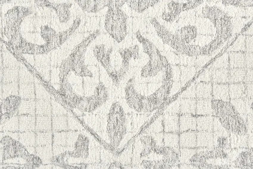 Ivory and Gray Wool Floral Hand Tufted Area Rug Photo 9