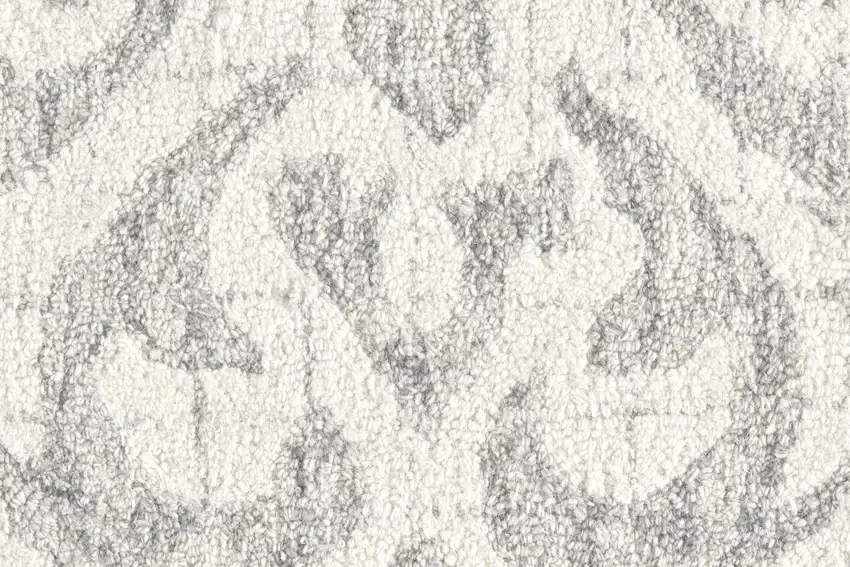 Ivory and Gray Wool Floral Hand Tufted Area Rug Photo 3