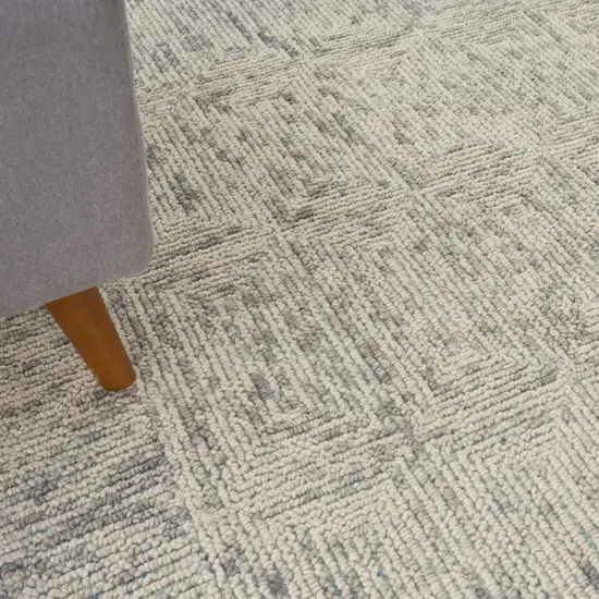 Ivory and Gray Wool Geometric Area Rug Photo 7