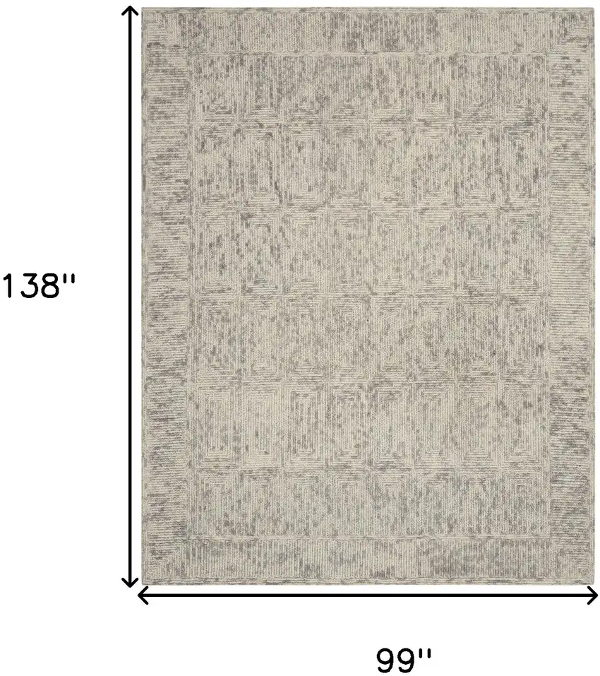 Ivory and Gray Wool Geometric Area Rug Photo 3