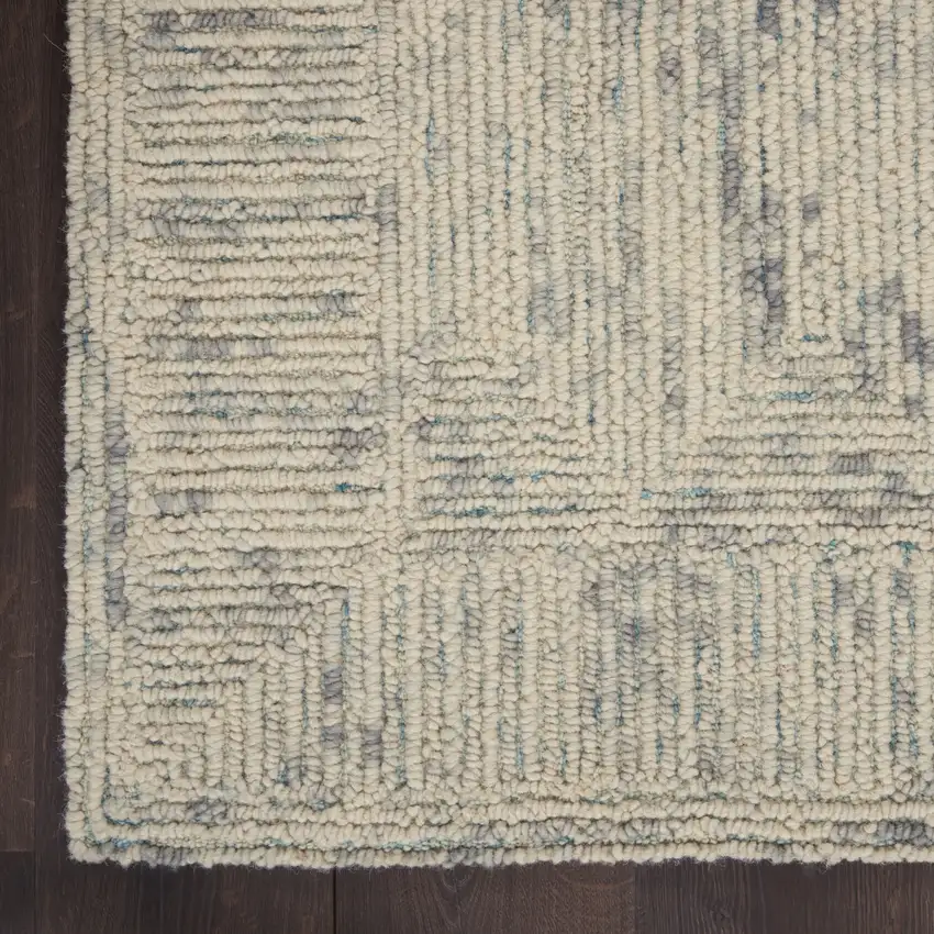 Ivory and Gray Wool Geometric Area Rug Photo 9