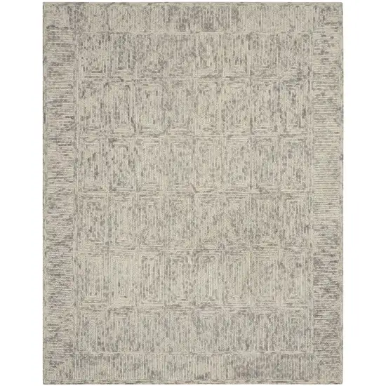 Ivory and Gray Wool Geometric Area Rug Photo 1