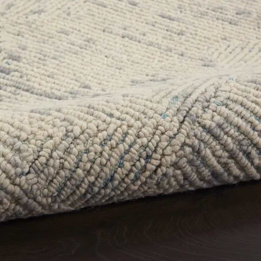 Ivory and Gray Wool Geometric Area Rug Photo 5