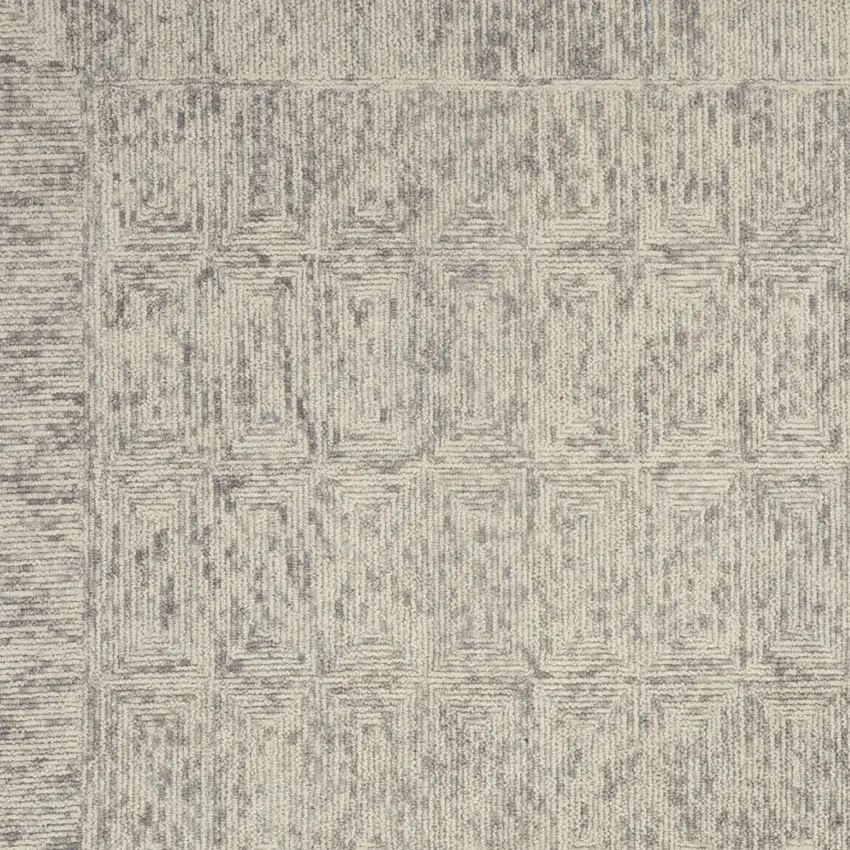 Ivory and Gray Wool Geometric Area Rug Photo 4